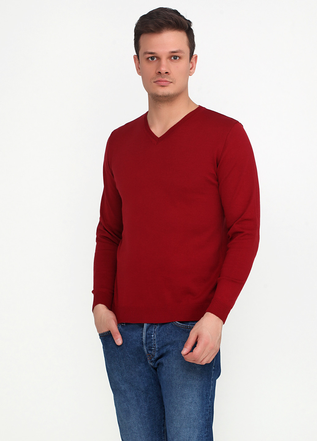 Бордовый демисезонный пуловер пуловер Zaldiz