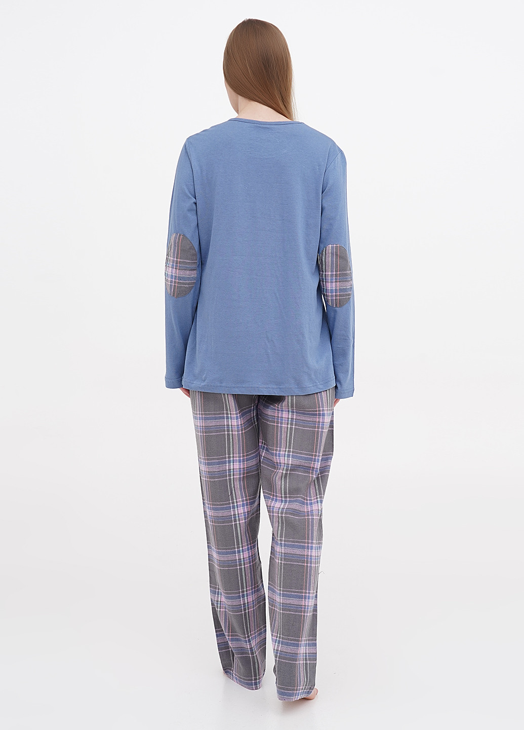 Серо-синяя зимняя пижама (лонгслив, брюки) Normann