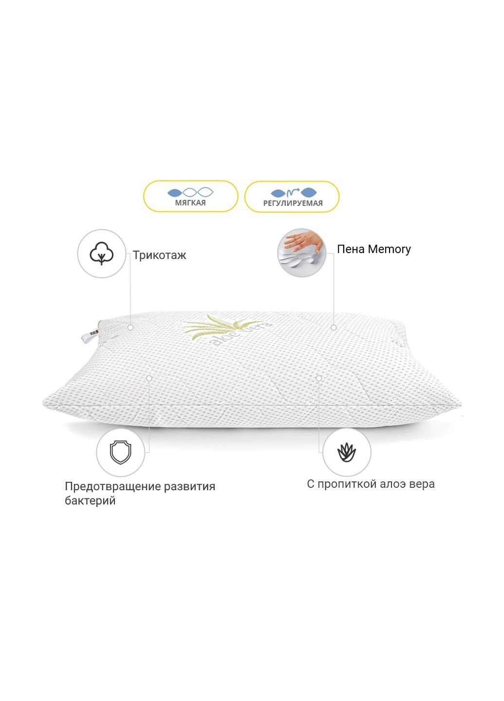 Подушка Memory №793 Alberto Memory м'яка 70х70 см (2200001489691) Mirson (254081514)