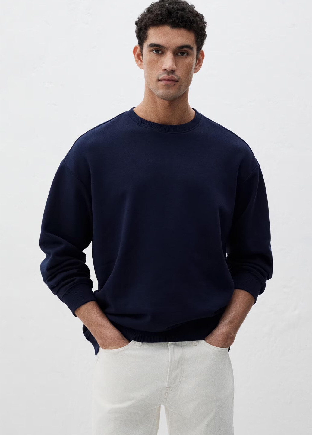 Темно-синій світшот H&M однотонний без декору (369944268)