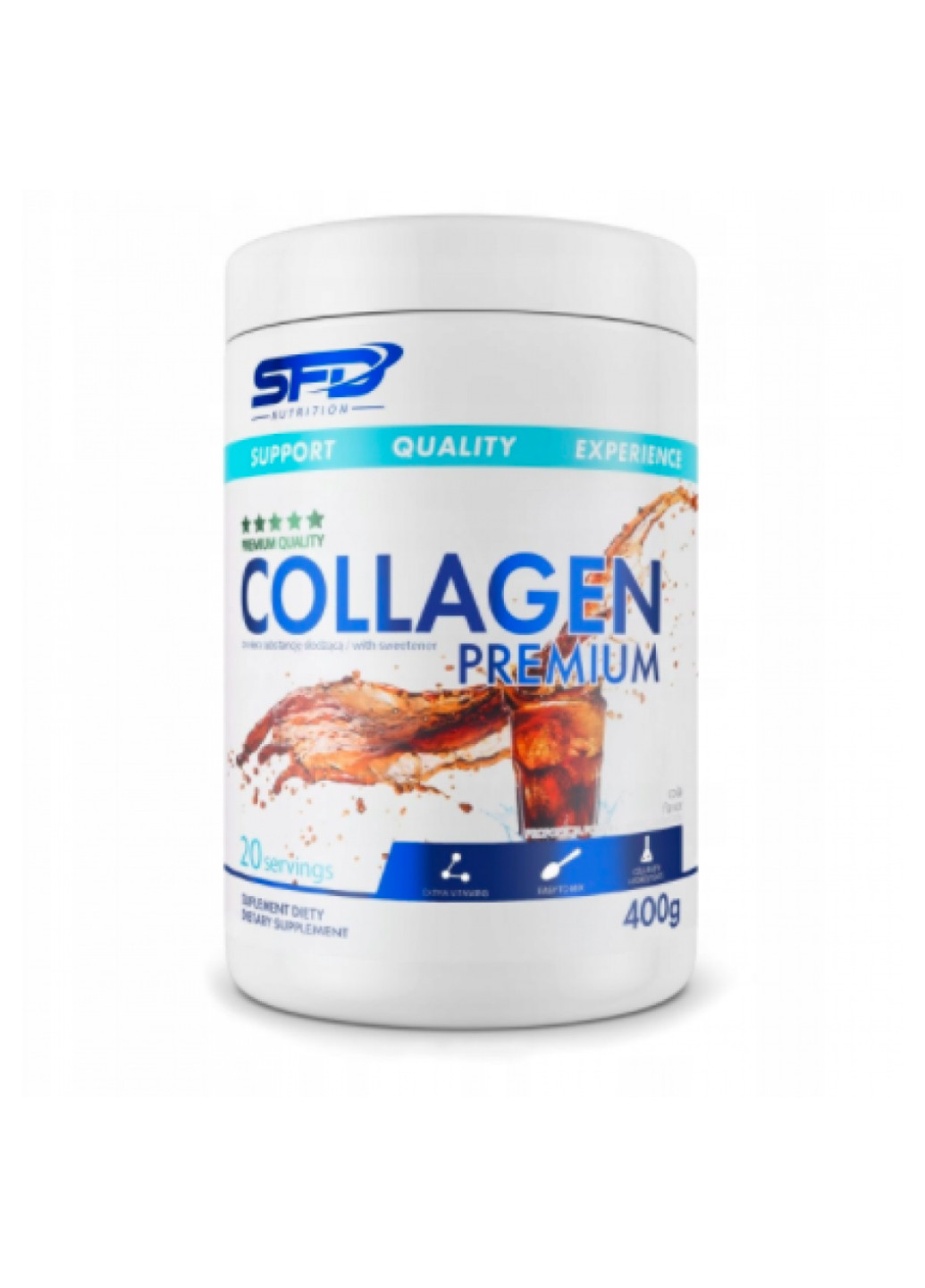 Колаген для здоров'я та краси шкіри, тонусу суглобів і зв'язок Collagen premium - 400g Cola SFD Nutrition (254792050)