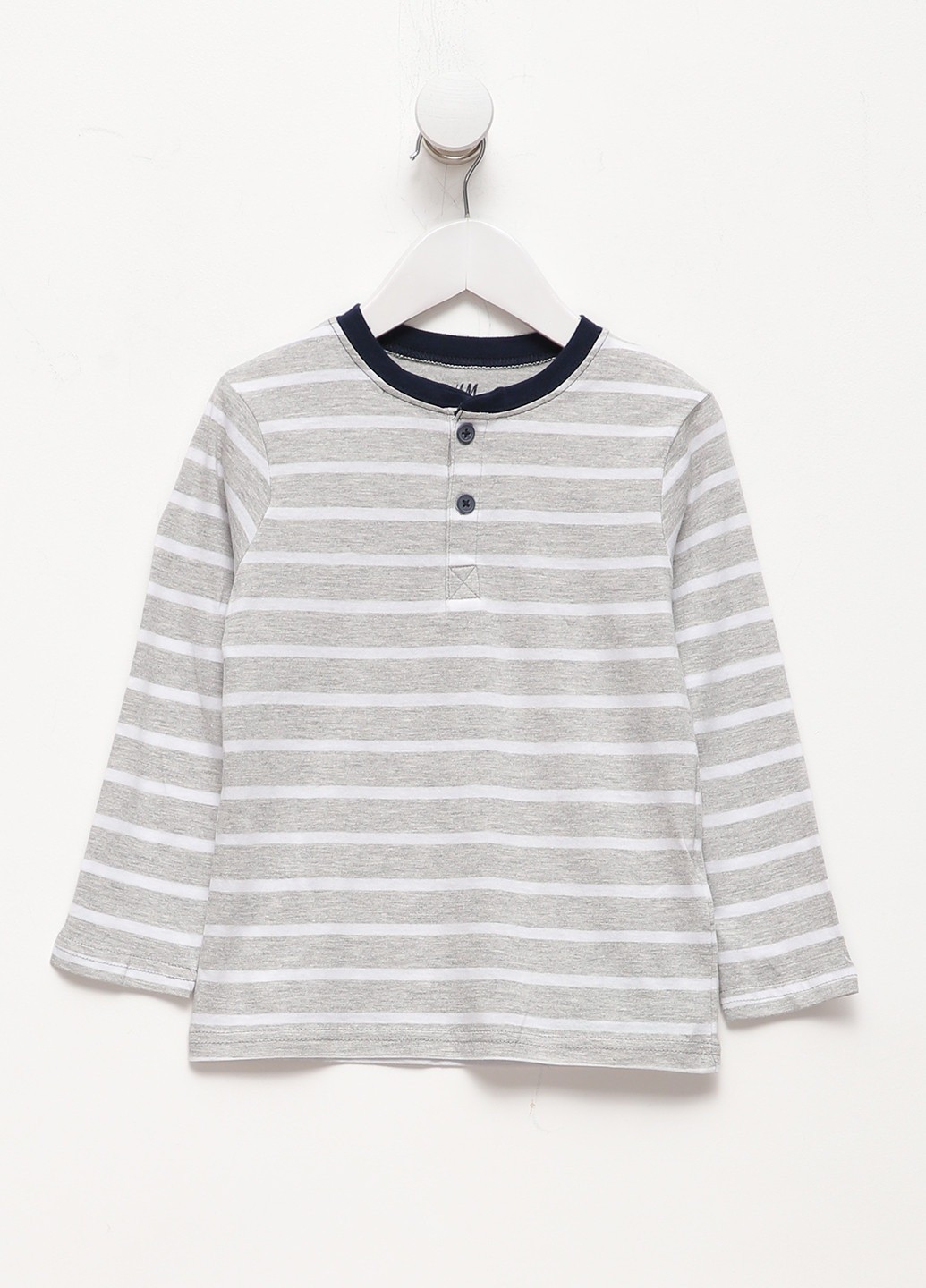 Серый демисезонный кэжуал лонгслив H&M в полоску
