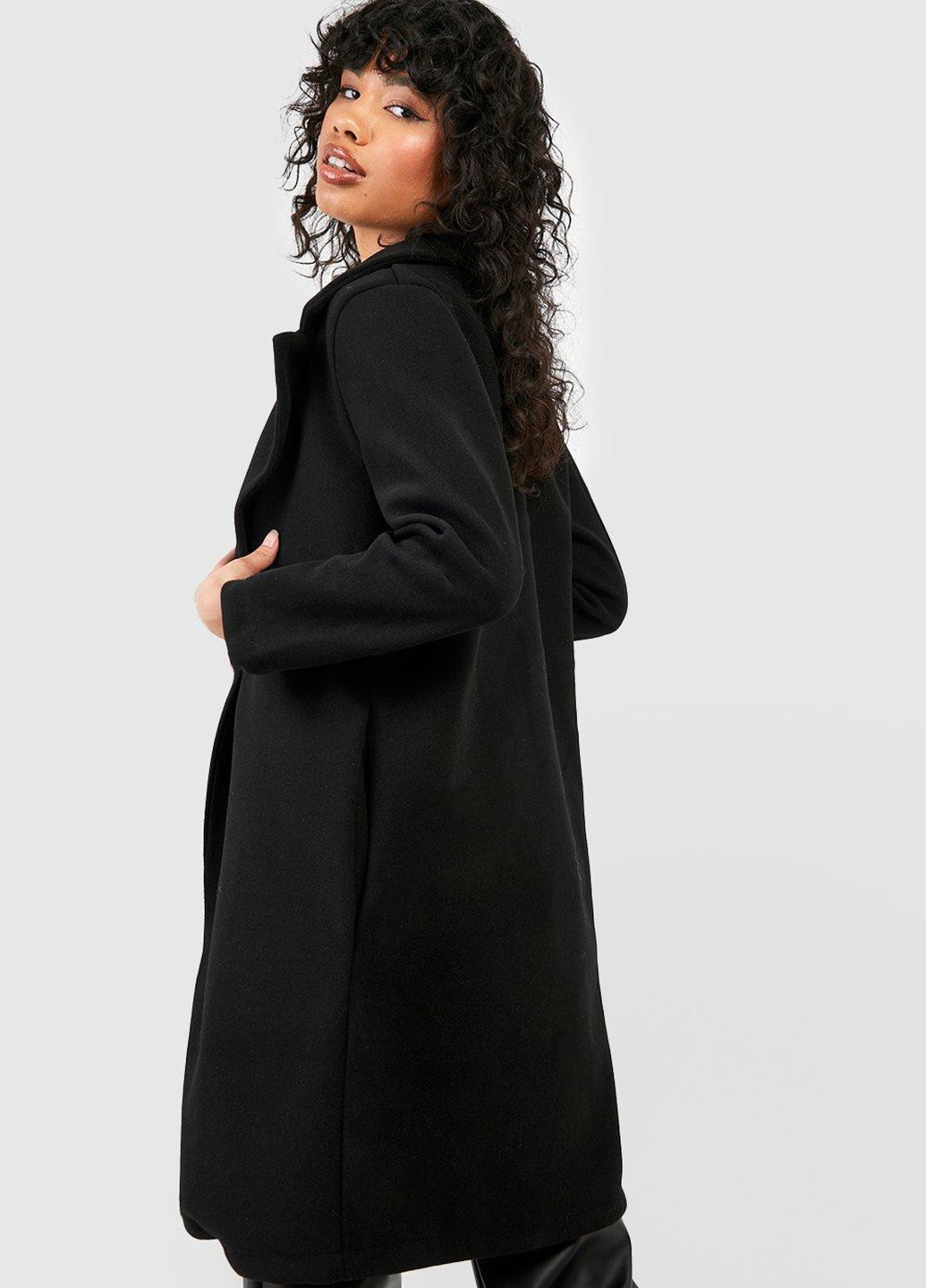 Черное демисезонное Пальто однобортное Boohoo
