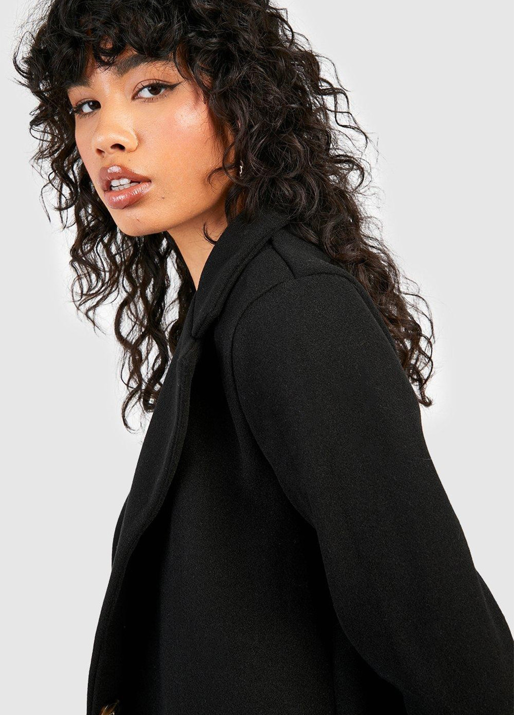 Черное демисезонное Пальто однобортное Boohoo