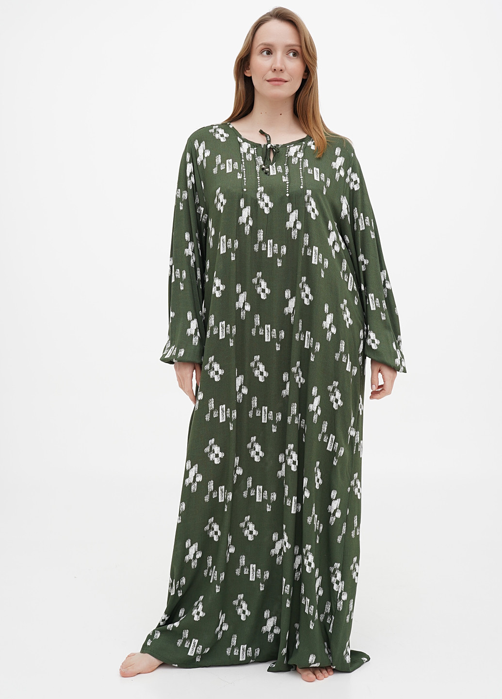 Зеленое домашнее платье Juliet deluxe с абстрактным узором
