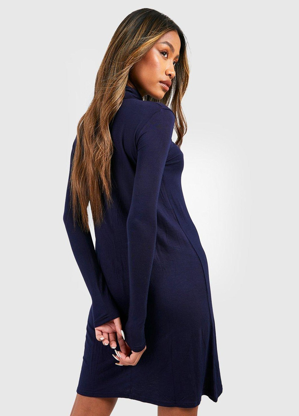 Темно-синя кежуал сукня сукня-водолазка Boohoo однотонна