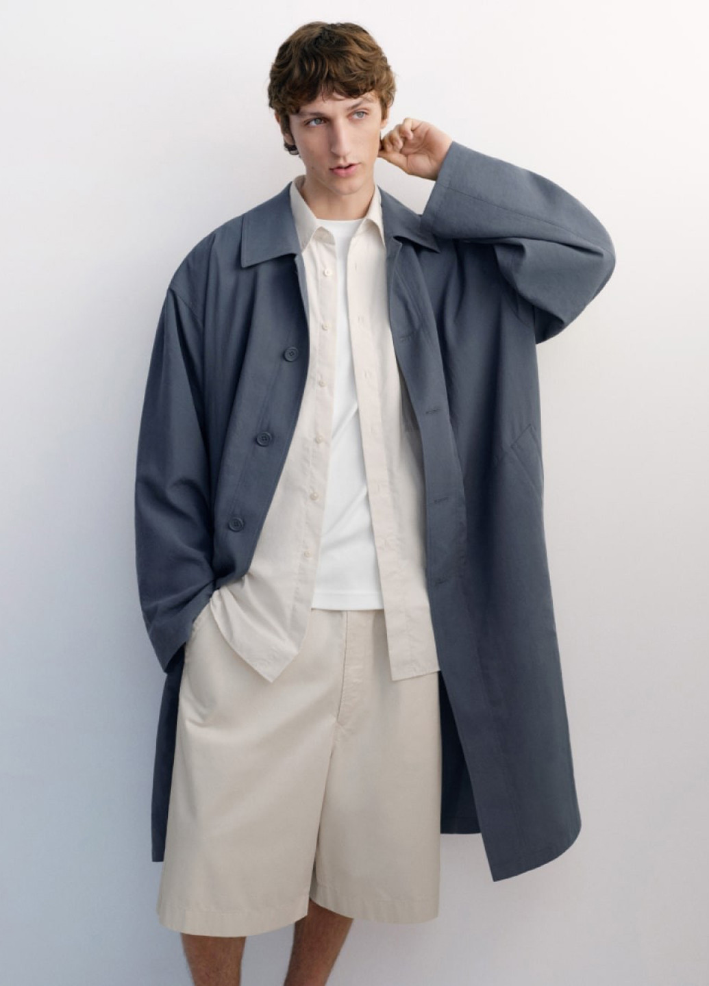 Плащ Uniqlo макінтош на гудзиках вільний (350933817)