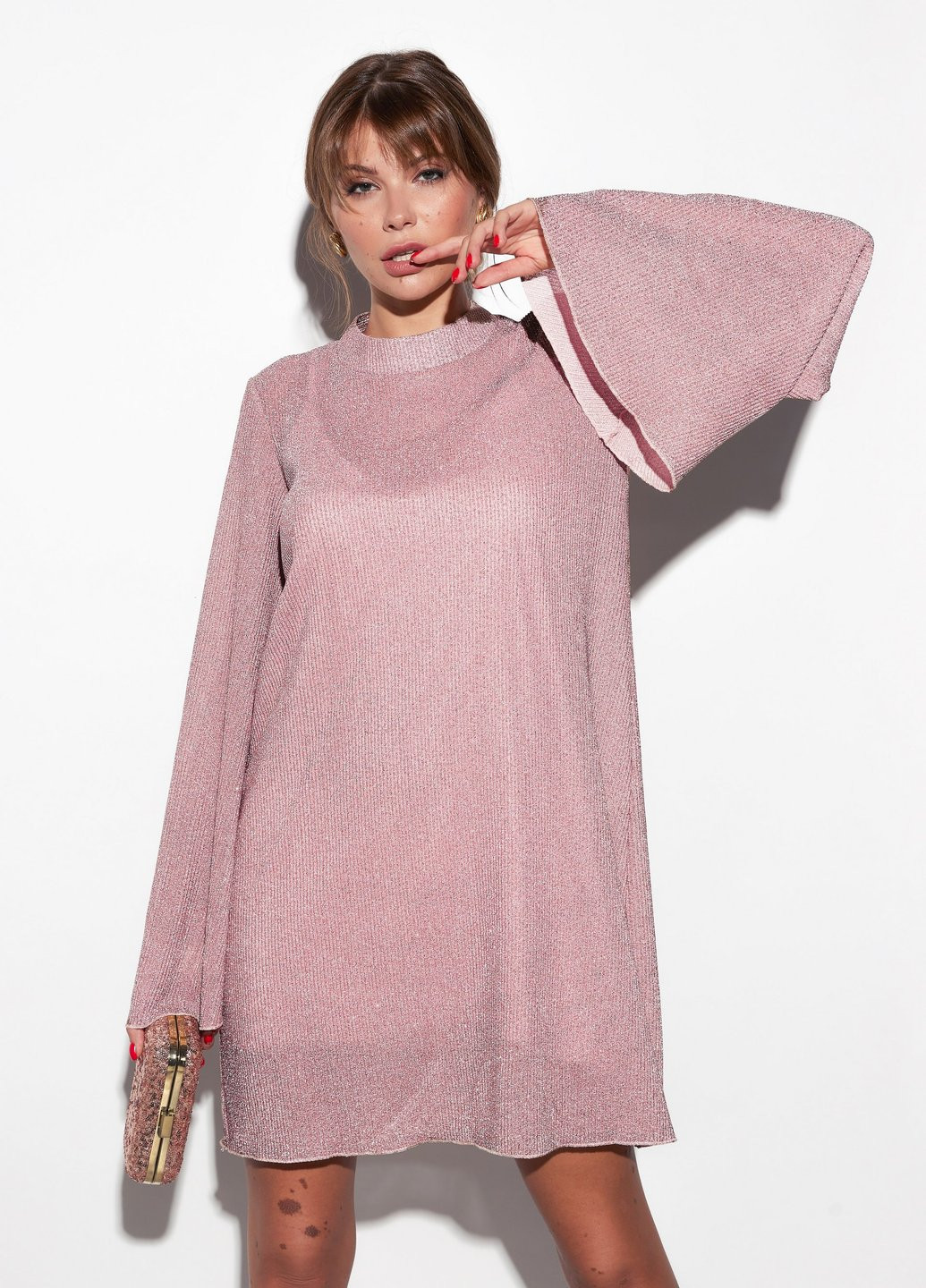 Лиловое коктейльное романтичное платье-мини Gepur однотонное