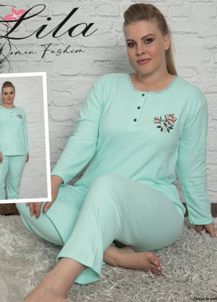 Комбінований зимній піжама кашиміровий трикотаж (лонгслів, штани) Lila Pijama
