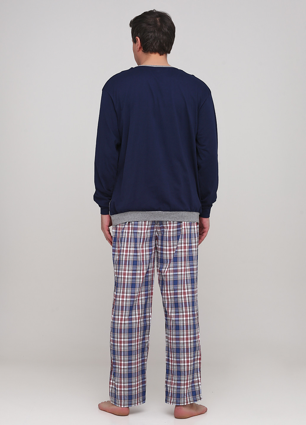 Пижама (свитшот, брюки) C&A свитшот + брюки клетка комбинированная домашняя трикотаж, хлопок