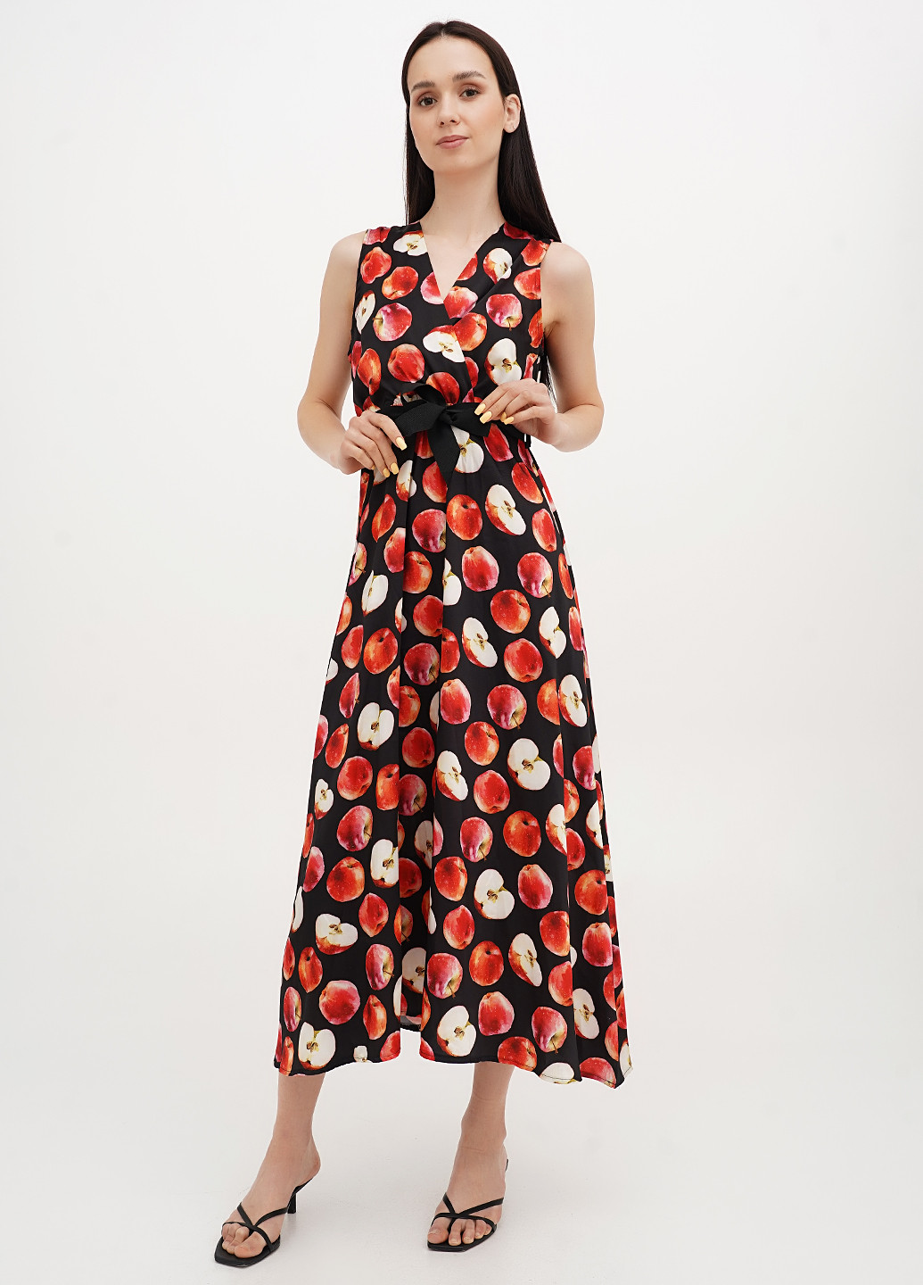 Чорна кежуал сукня кльош Lumina з малюнком