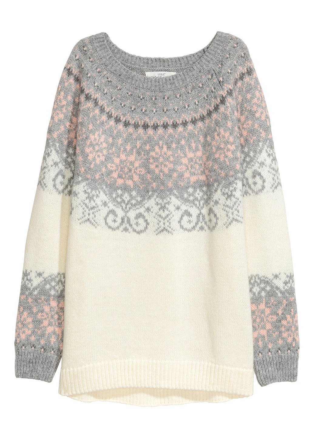Молочный джемпер,білий в візерунки, H&M