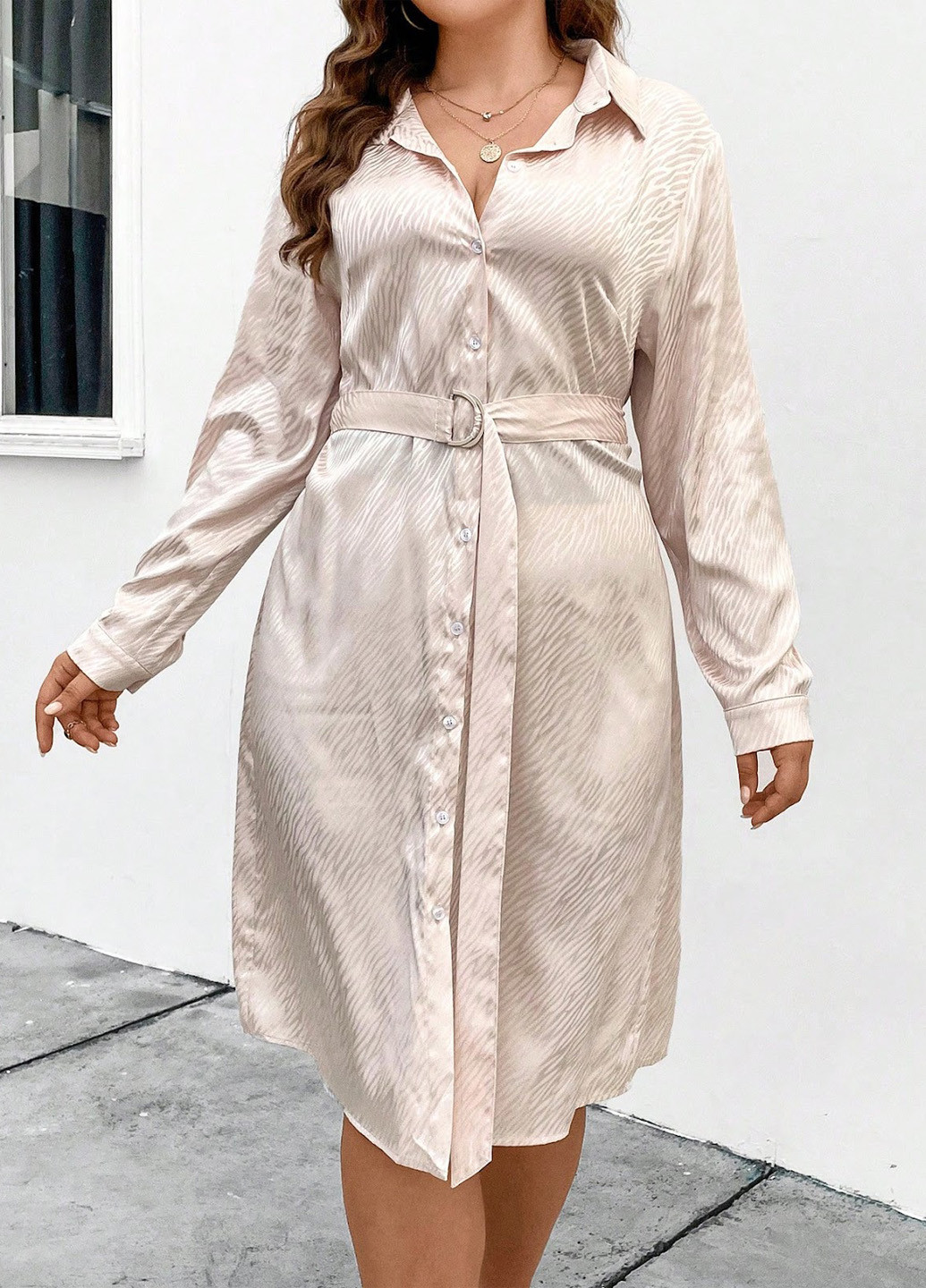 Пудровое кэжуал платье рубашка SHEIN зебра