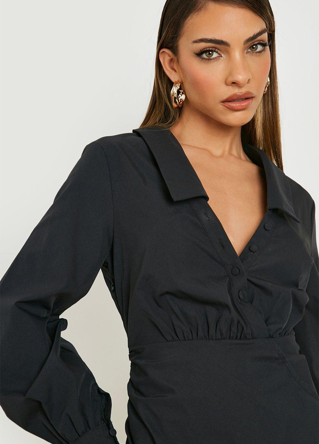 Чорна кежуал сукня сукня-сорочка Boohoo однотонна