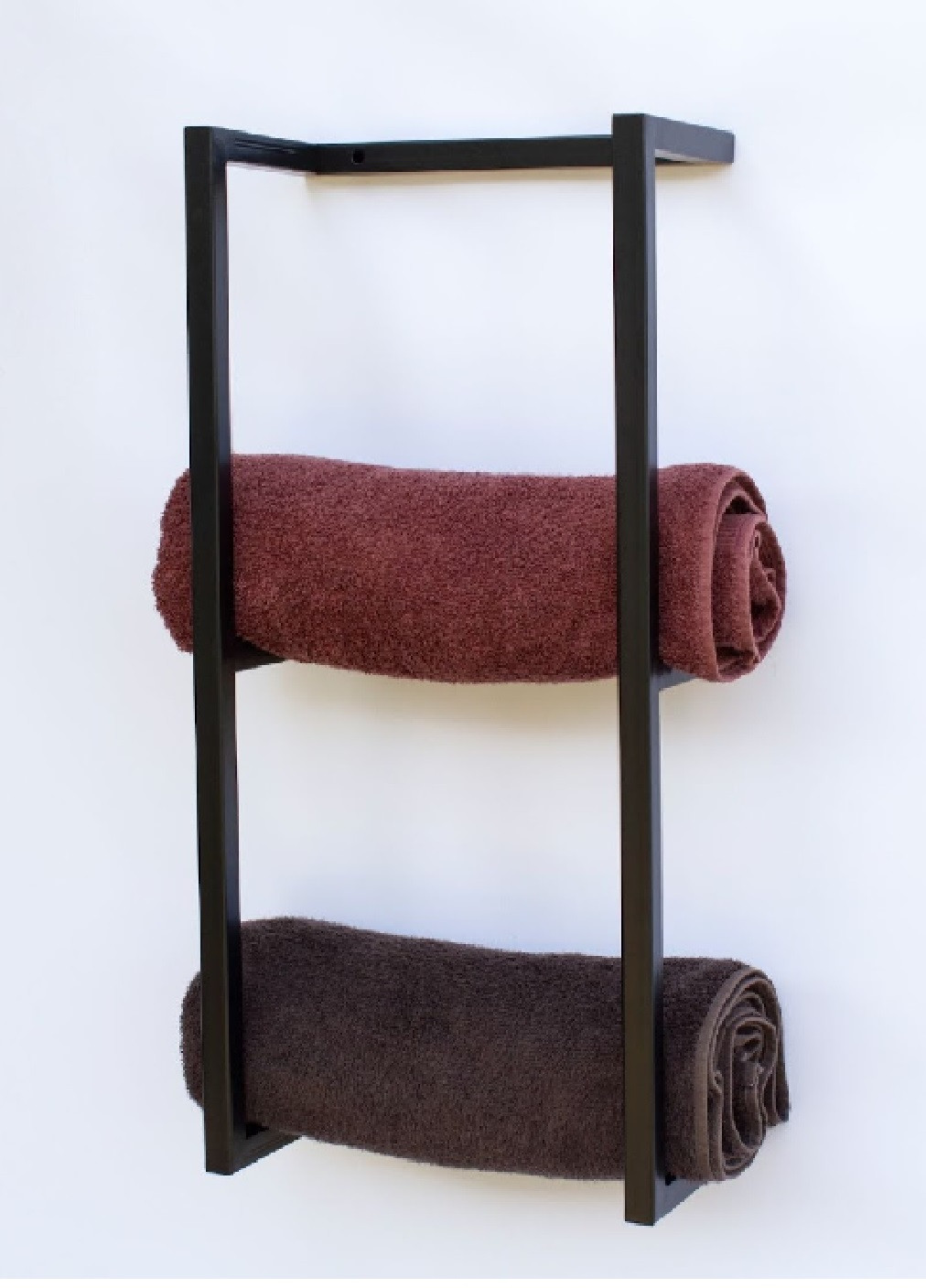 Настінна полиця тримач для рушників у ванну кімнату металевий ручна робота 2 яруси 70x30x17 см (473421-Prob) Unbranded (254669372)