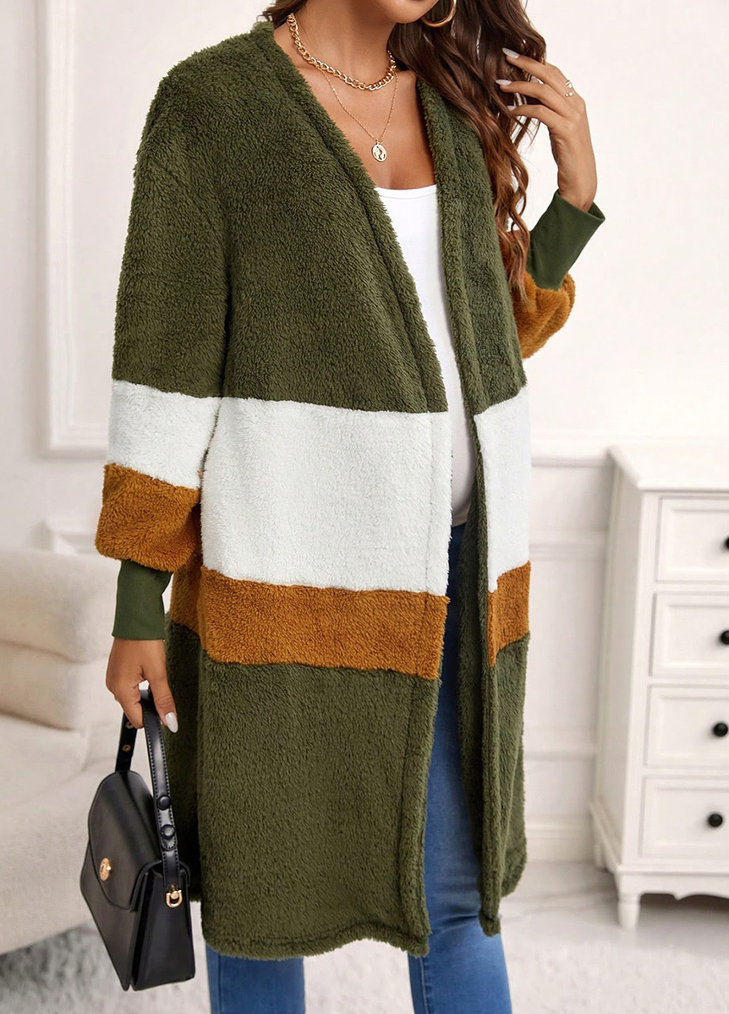 Разноцветный зимний кардиган SHEIN