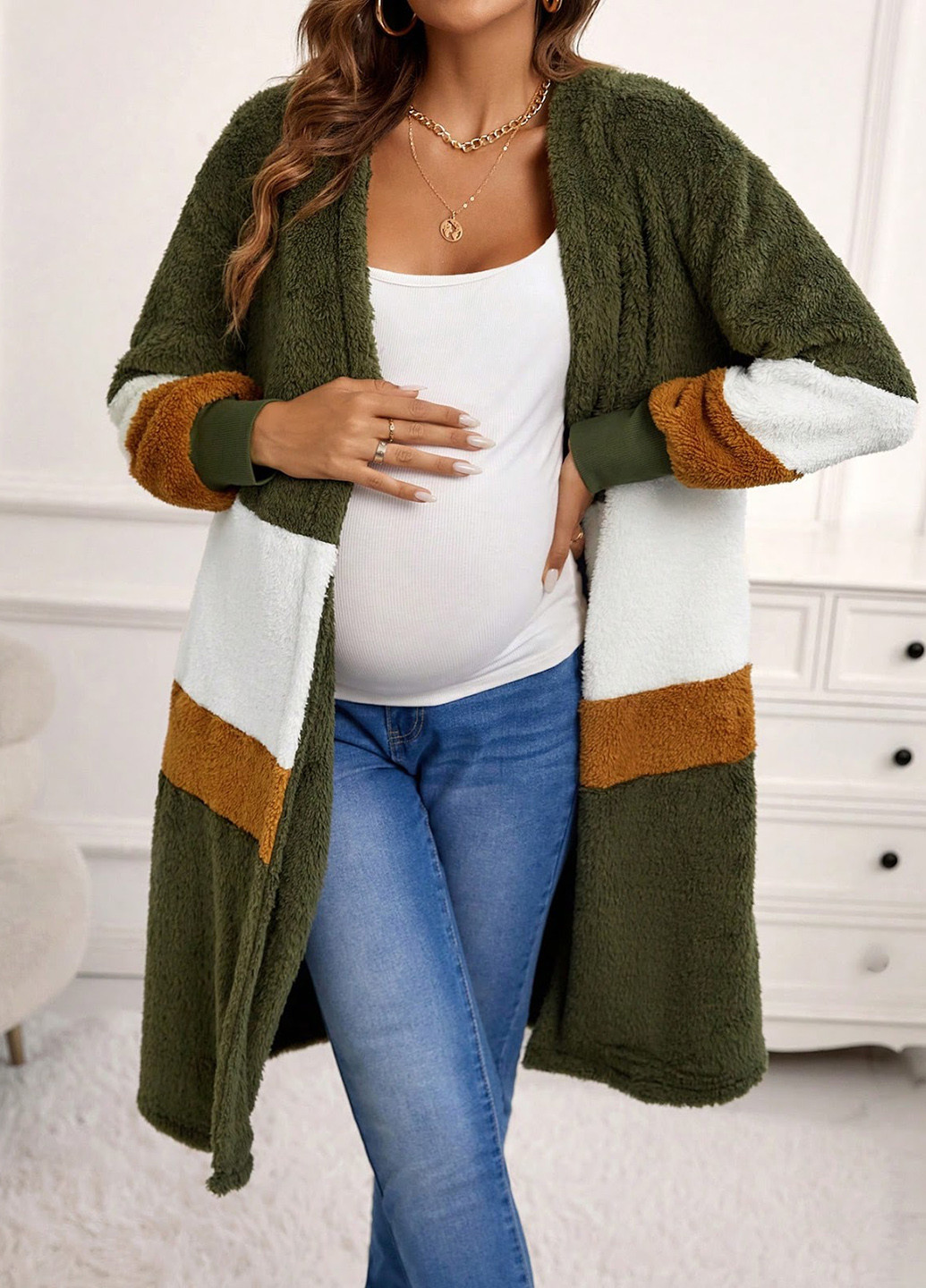 Разноцветный зимний кардиган SHEIN