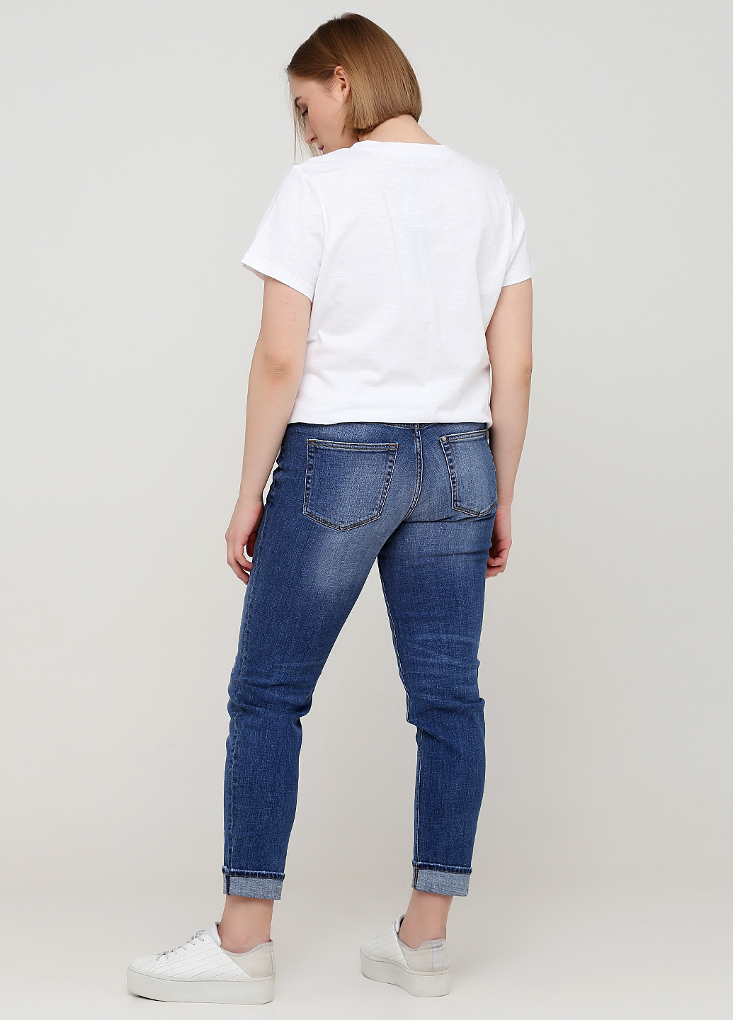 Джинси H&M завужені, вкорочені однотонні темно-сині джинсові бавовна