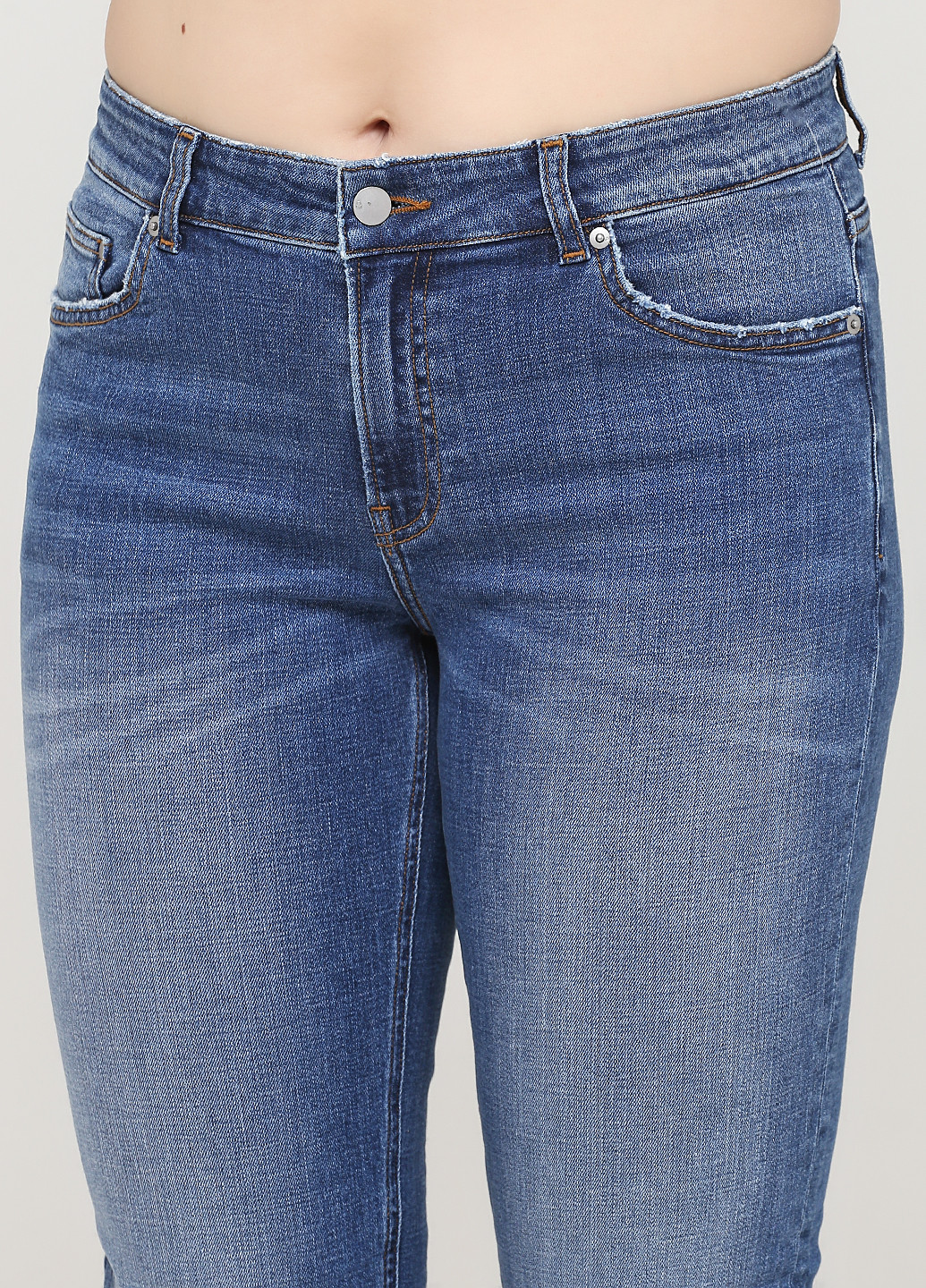Джинси H&M завужені, вкорочені однотонні темно-сині джинсові бавовна