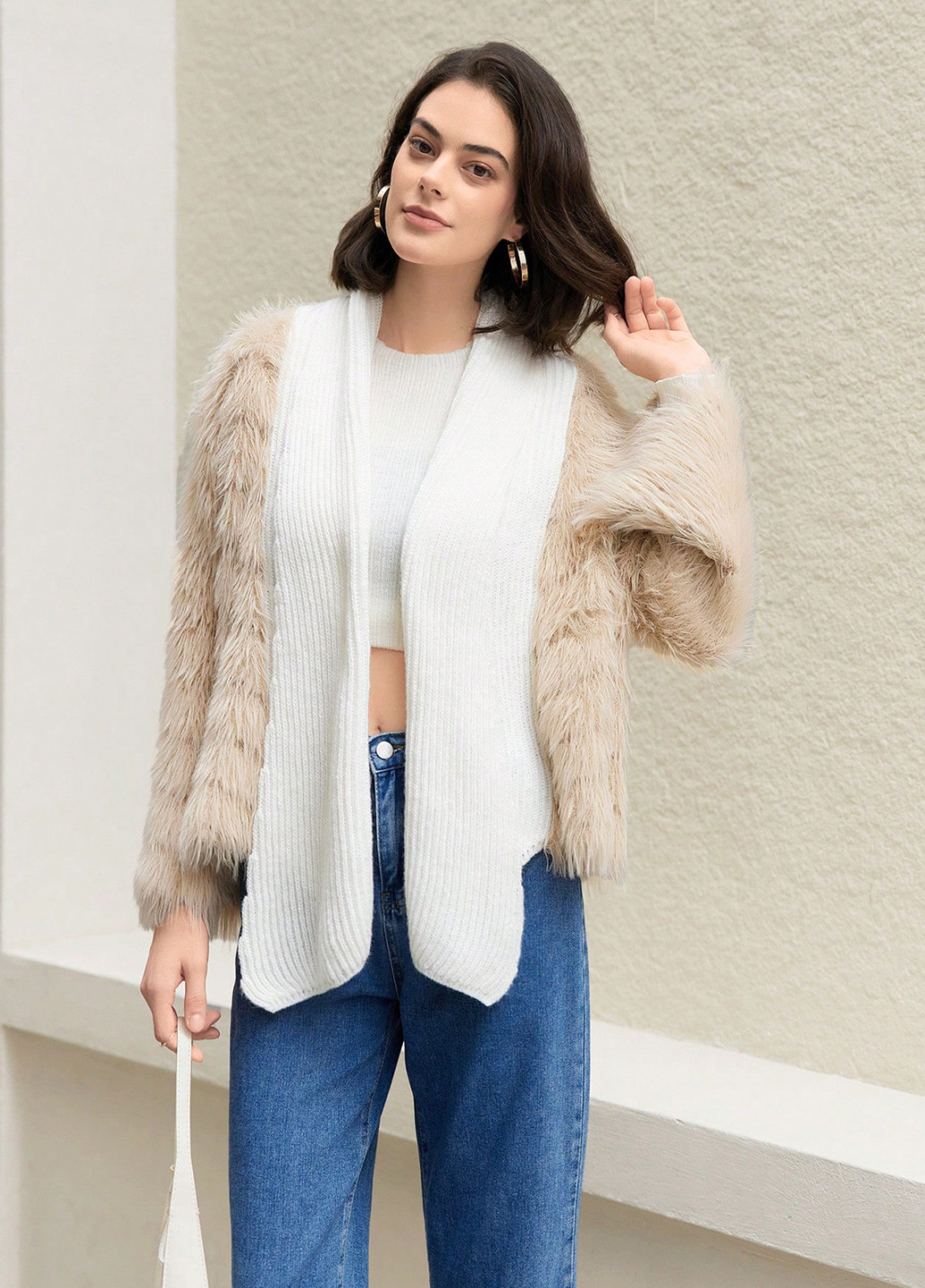 Бежевый демисезонный кардиган SHEIN