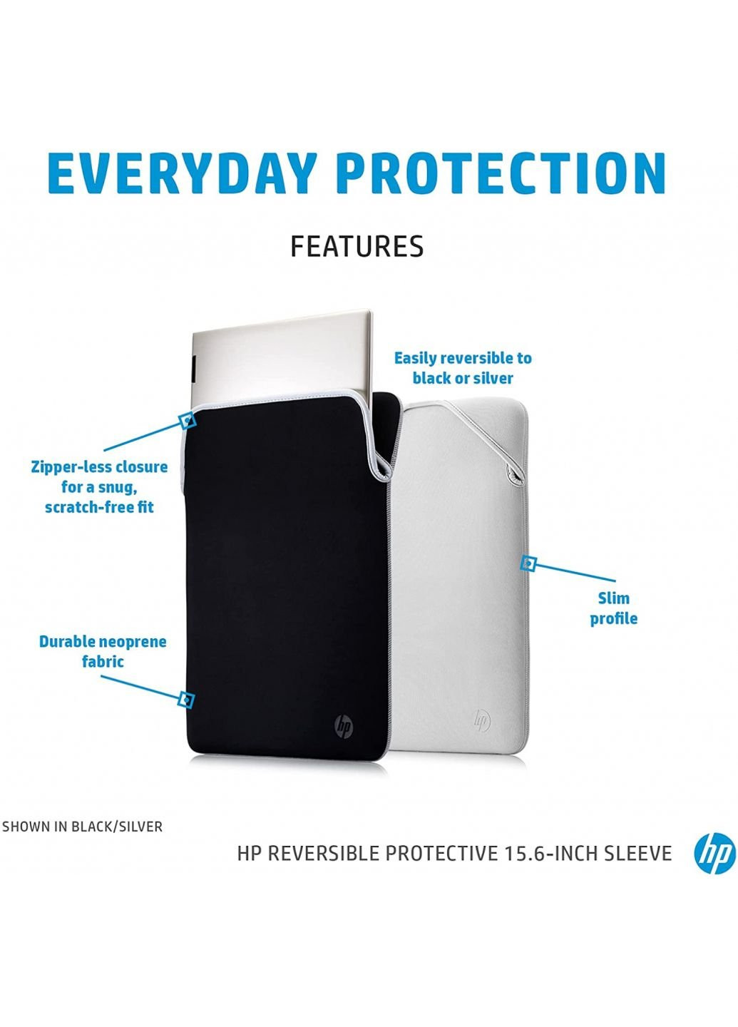 Чохол для ноутбука 15.6" Reversible Protective Blk/Slv Sleeve (2F2K5AA) HP (251880654)