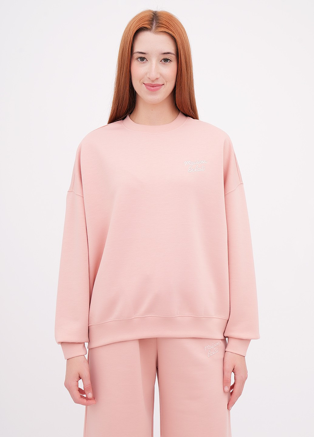 Пудровий світшот EQUILIBRI однотонний вишивка (355383178)