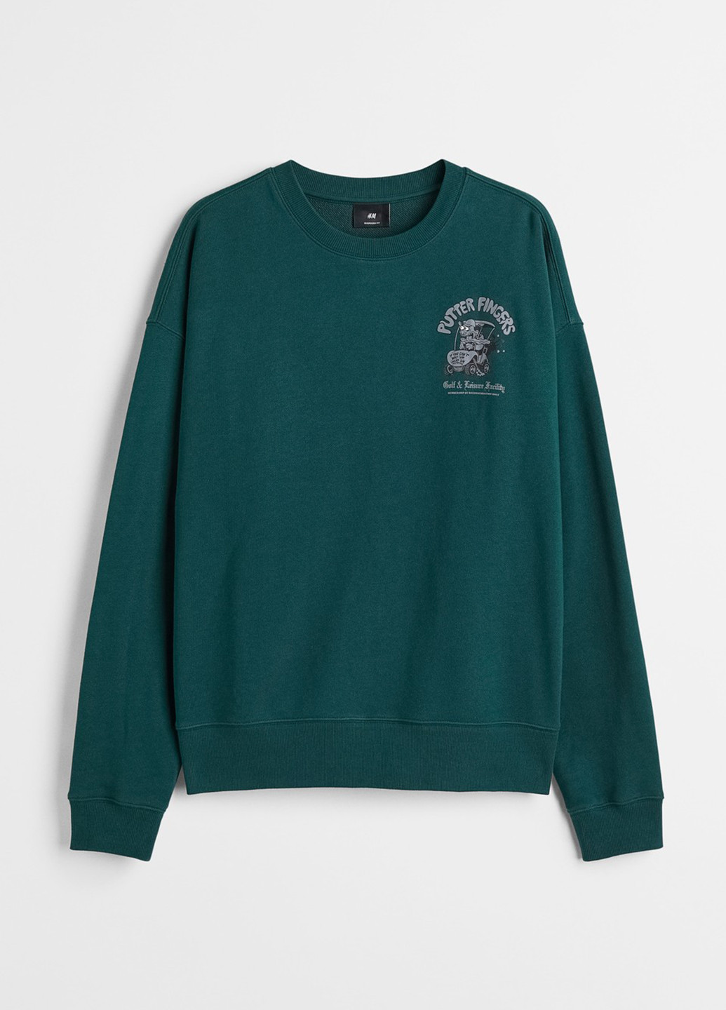 Изумрудный свитшот H&M рисунок без декора (300466332)