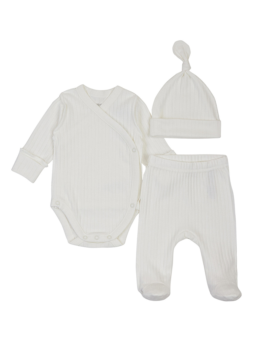 Молочний демісезонний комплект (боді, повзунки, шапка) KRAKO