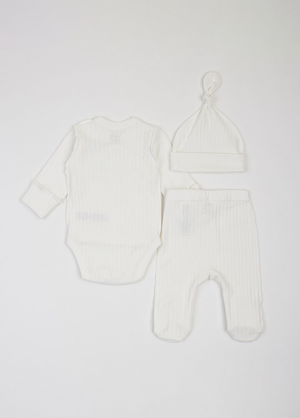 Молочний демісезонний комплект (боді, повзунки, шапка) KRAKO