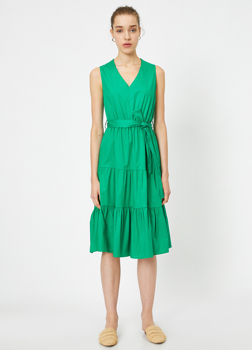 Зелена кежуал плаття, сукня кльош KOTON