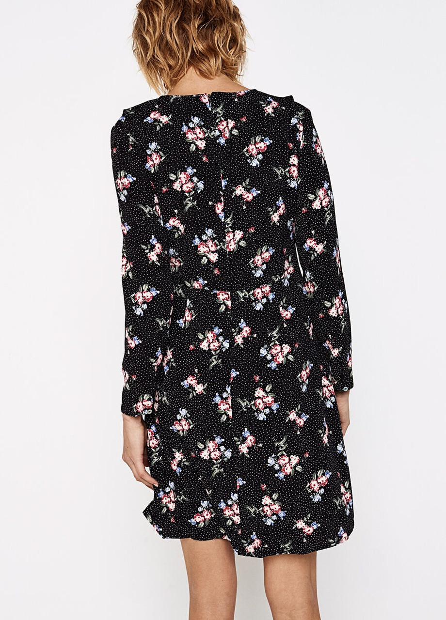 Черное кэжуал платье Springfield с цветочным принтом