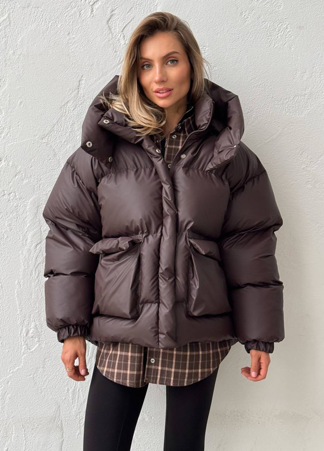 Коричневий зимній Пуховик No Brand