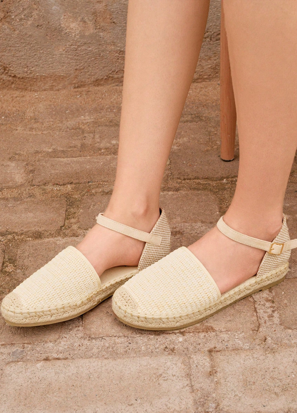 Світло-бежеві еспадрилі SHEIN однотонний плетіння (332389523)