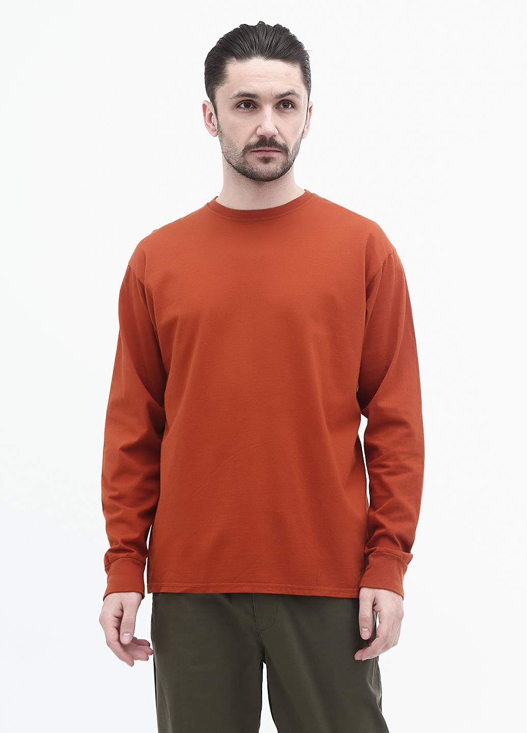 Терракотовый демисезонный кэжуал лонгслив Blue 84 с рисунком