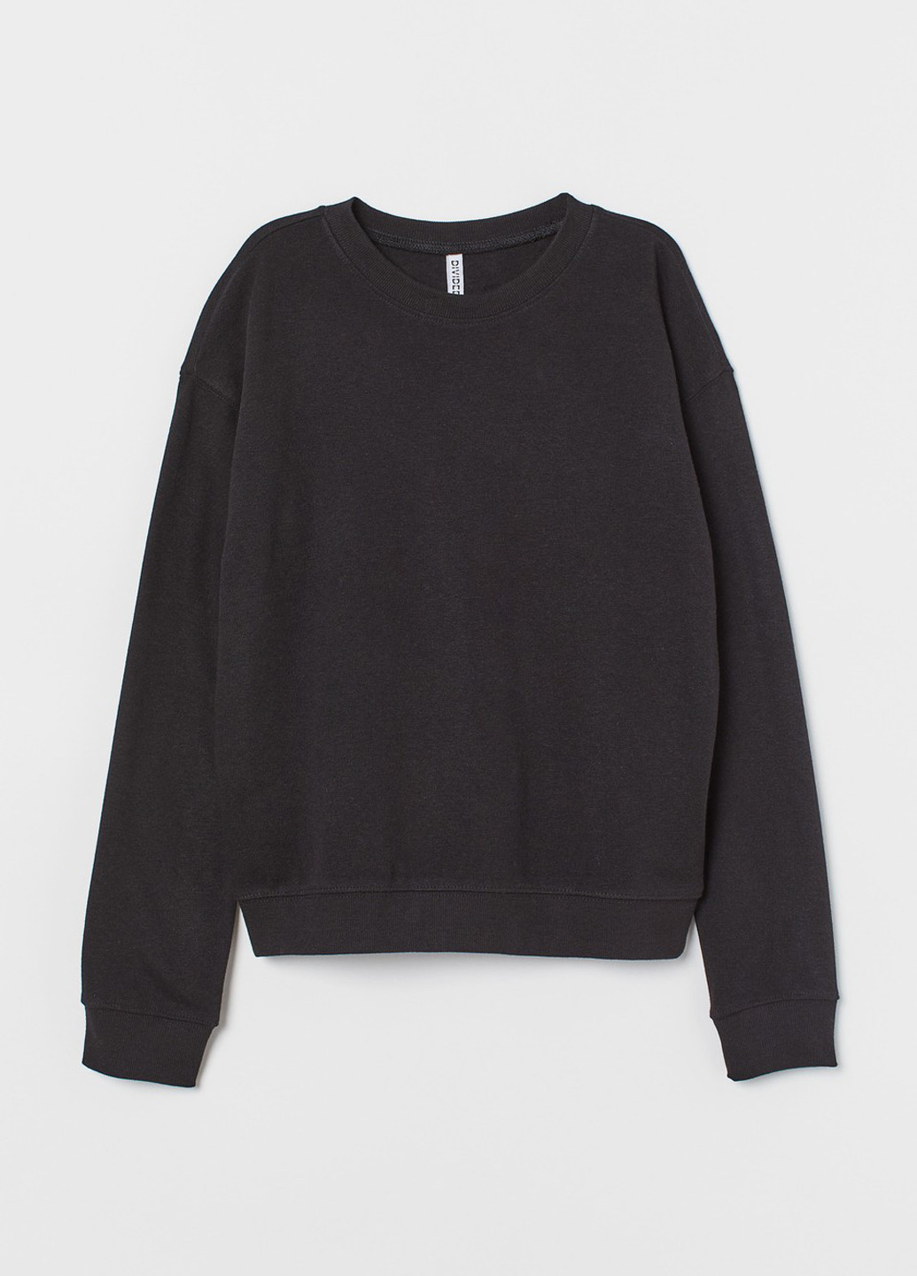 Черный свитшот H&M однотонный без декора (314704344)