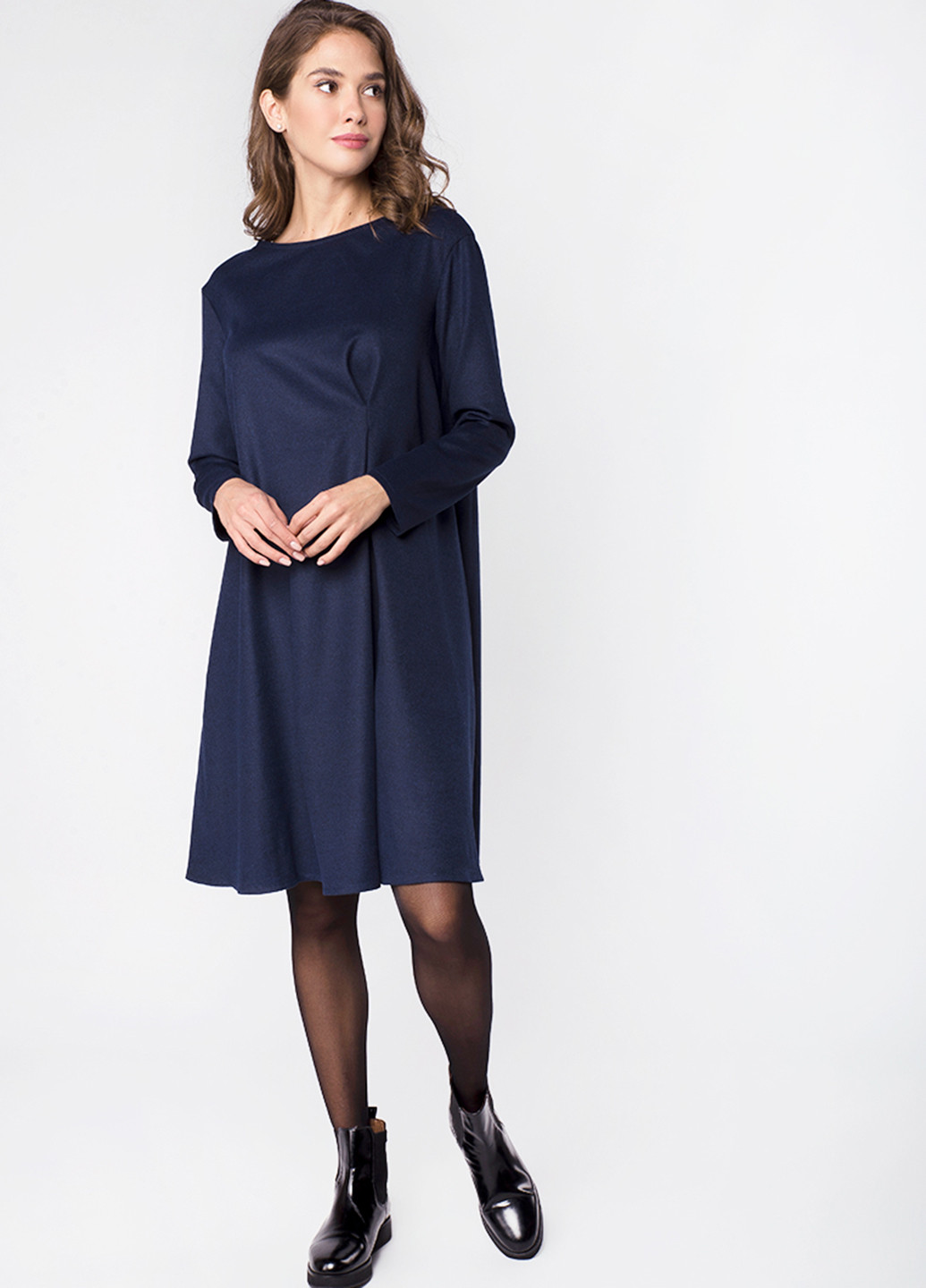 Темно-синя кежуал плаття, сукня а-силует MR 520 однотонна