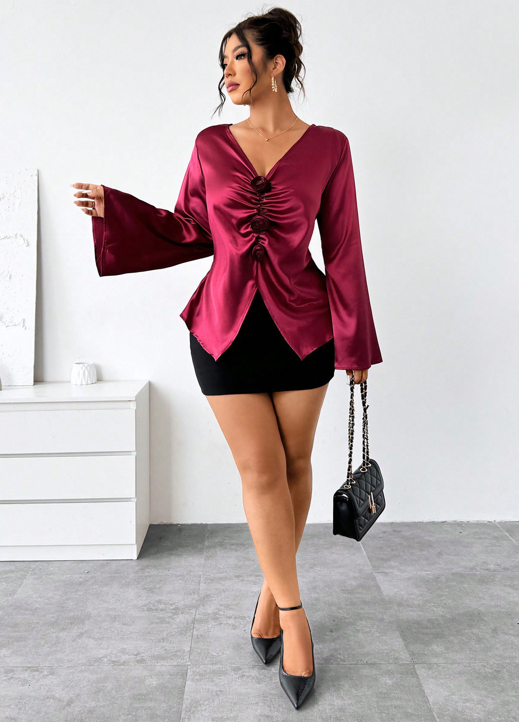 Бордова блуза SHEIN