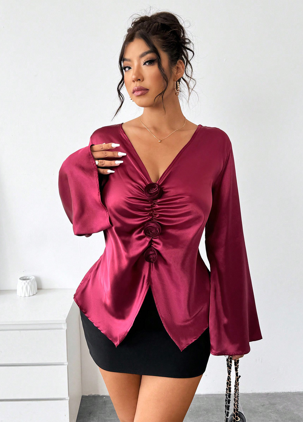 Бордова блуза SHEIN