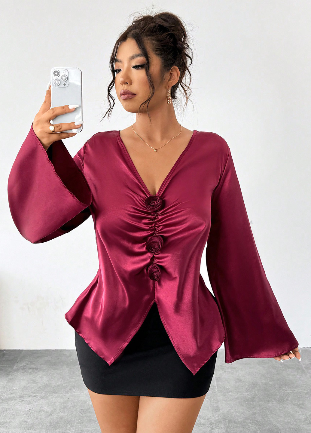 Бордова блуза SHEIN