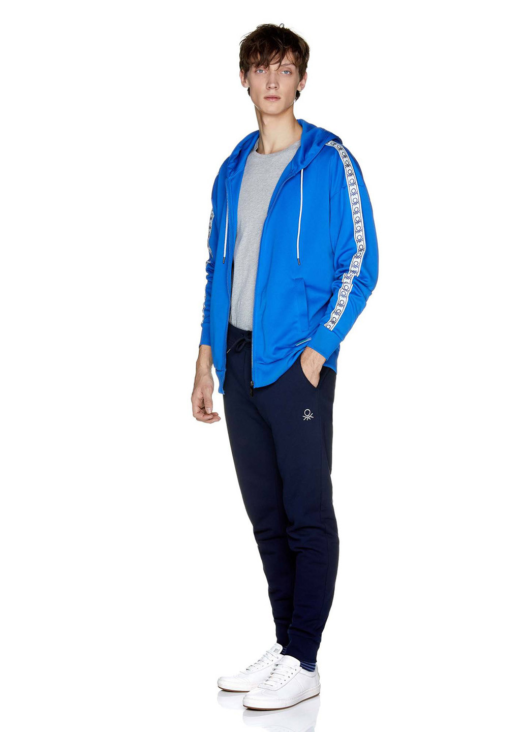 Темно-синие спортивные демисезонные со средней талией брюки United Colors of Benetton