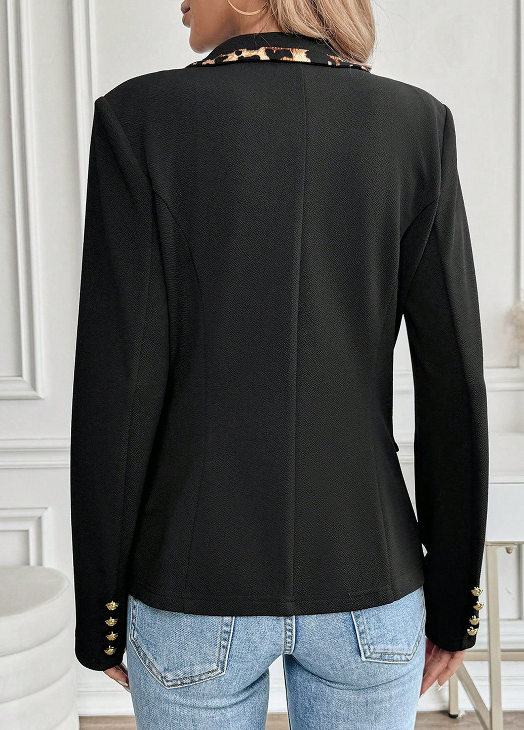 Черный женский жакет SHEIN однотонный - демисезонный