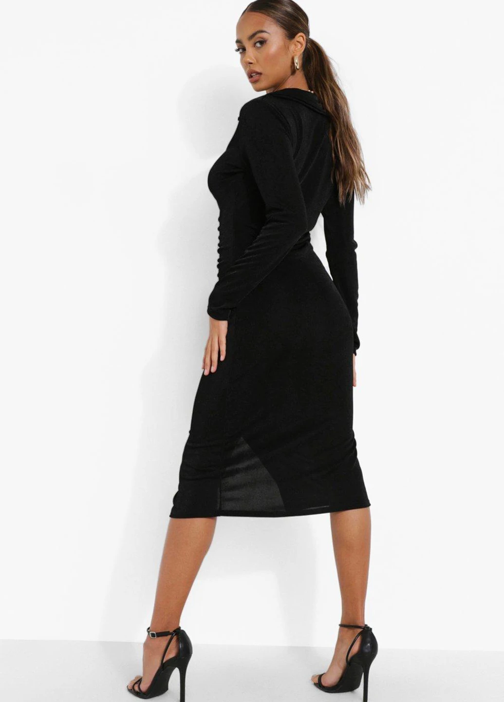 Черное кэжуал платье футляр Boohoo однотонное