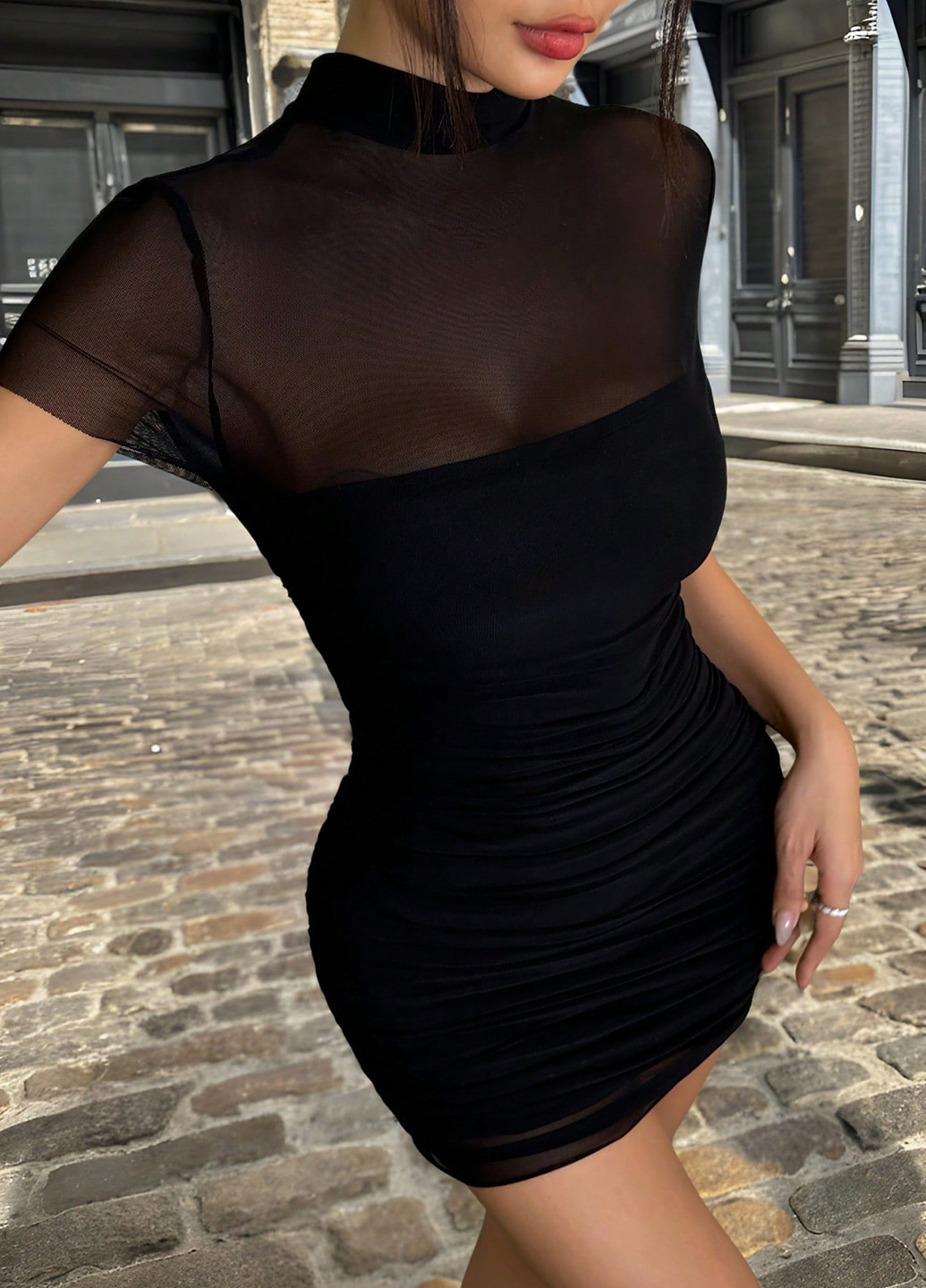 Чорна вечірня сукня силуетна, сукня-водолазка SHEIN однотонна