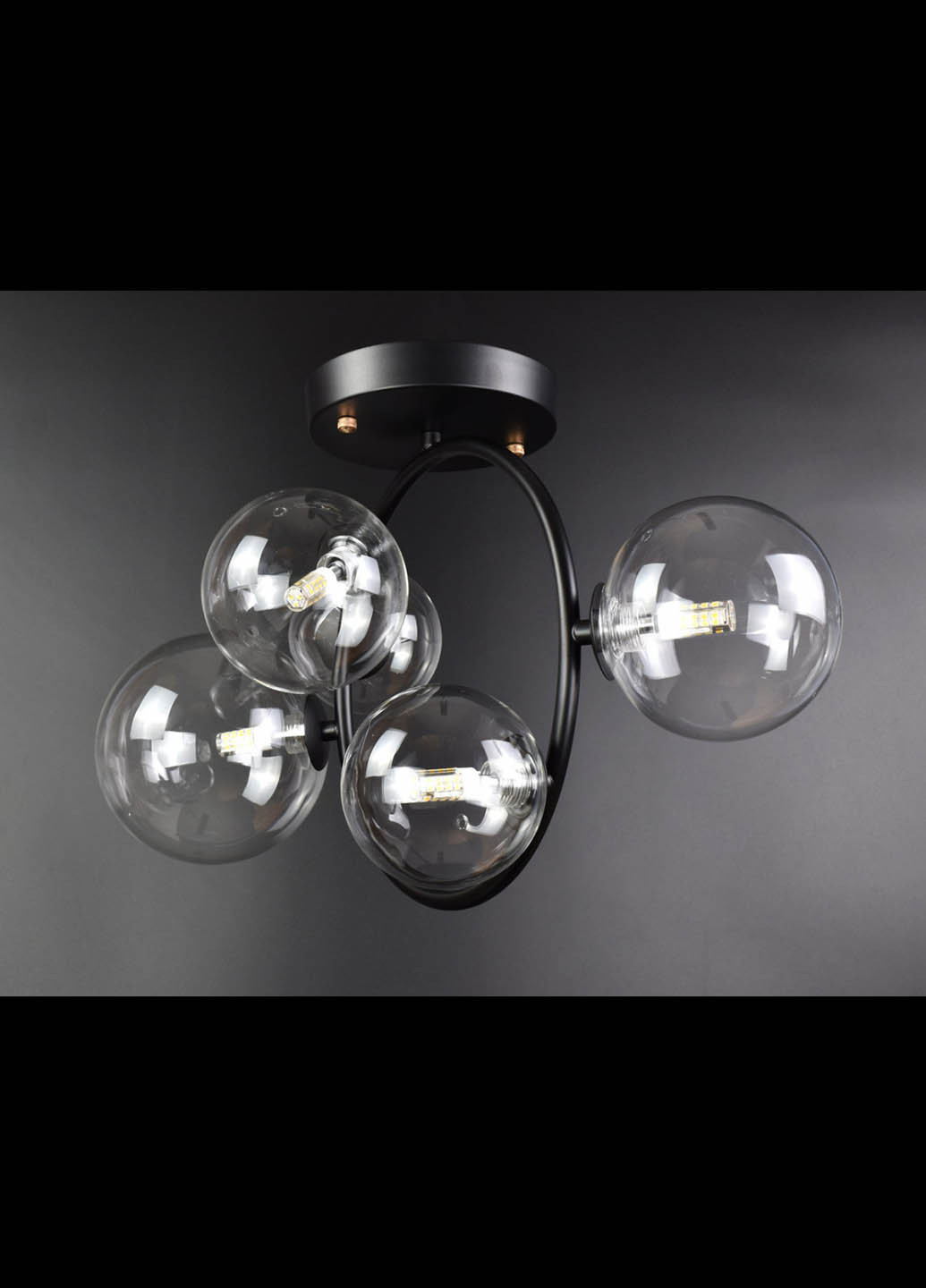 Люстра стельова на 5 лампочок 069/5 Чорний 51х24х52 см. Handmade (234539715)