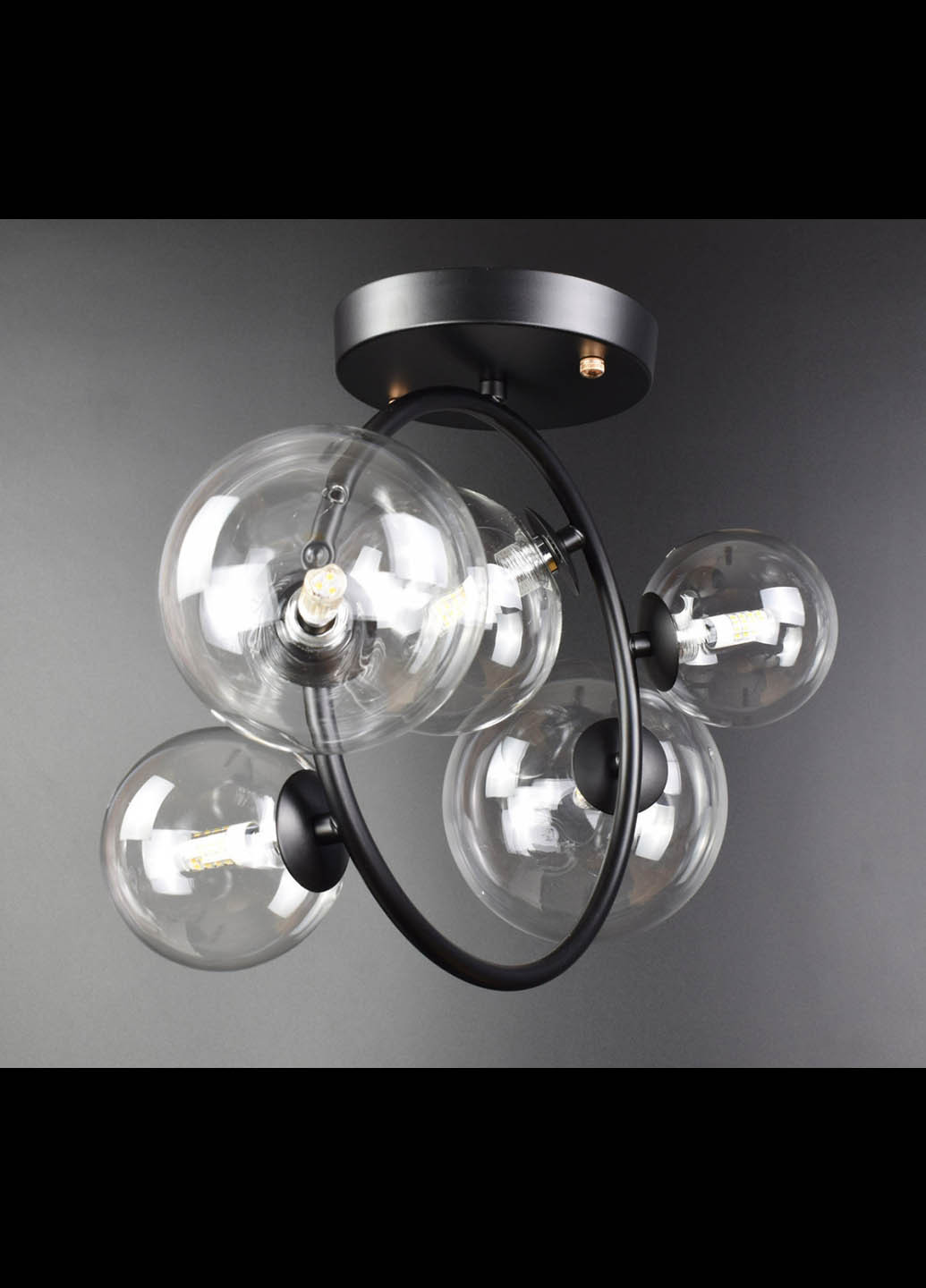 Люстра стельова на 5 лампочок 069/5 Чорний 51х24х52 см. Handmade (234539715)