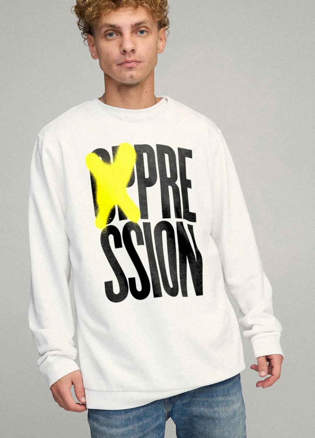 Білий свитшот мужской oversize /no flis/ YAPPI малюнок (254557596)