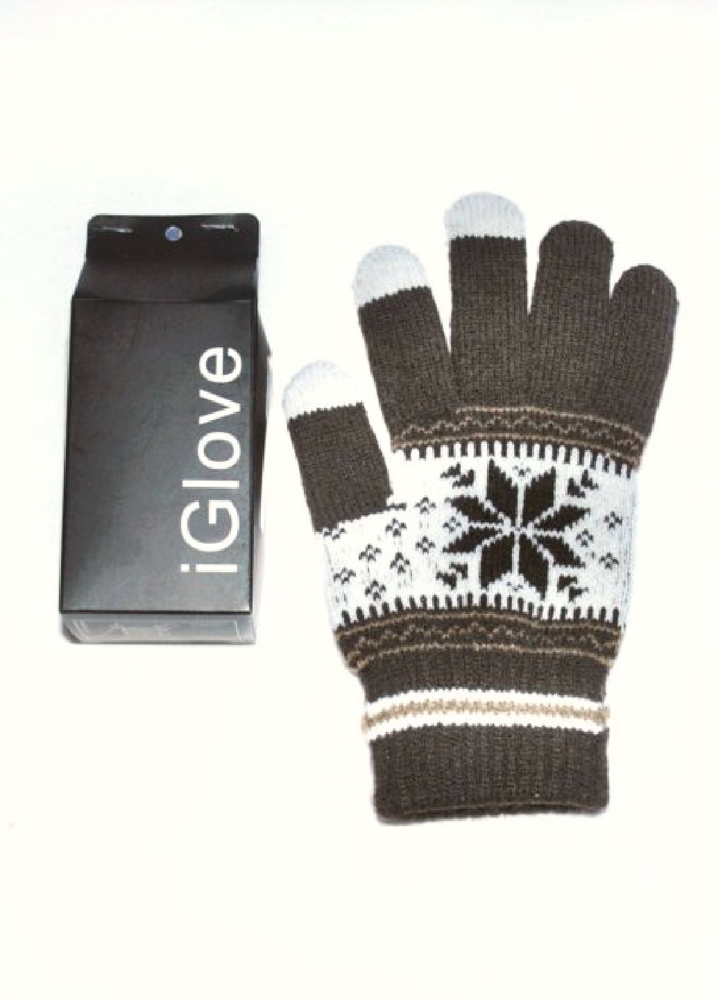 Утепленные двухслойные сенсорные перчатки iGlove орнаменты коричневые кэжуалы акрил