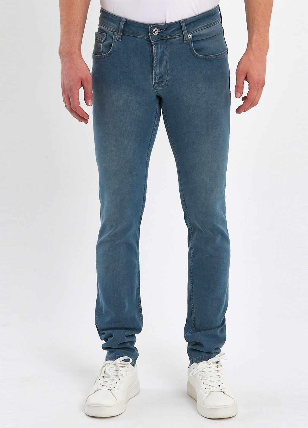 Голубые демисезонные зауженные джинсы Trend Collection
