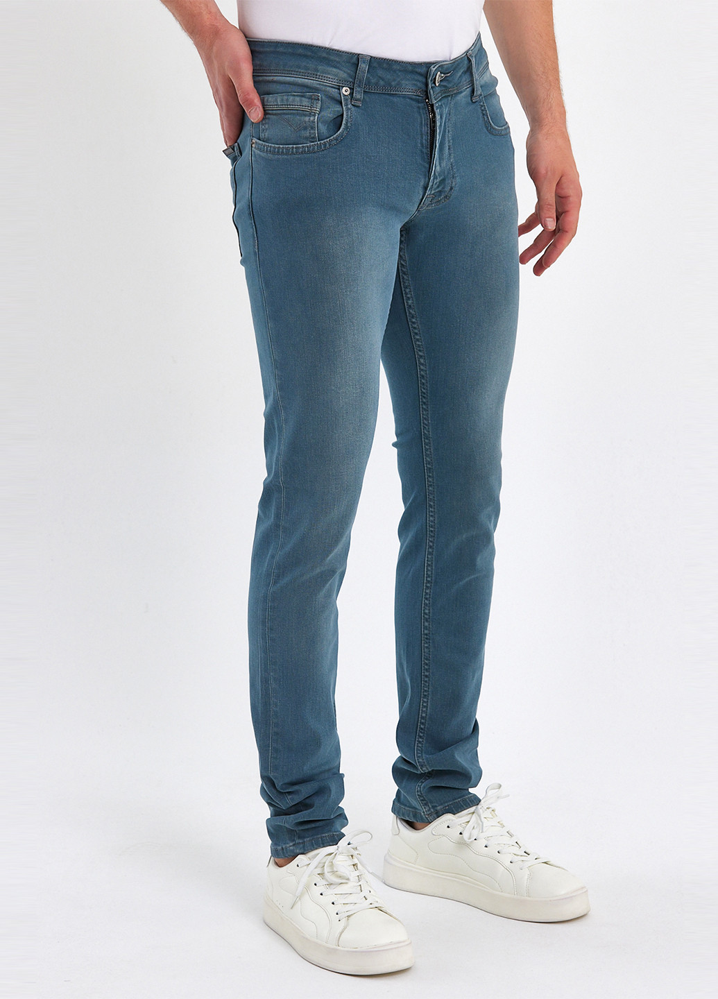 Голубые демисезонные зауженные джинсы Trend Collection