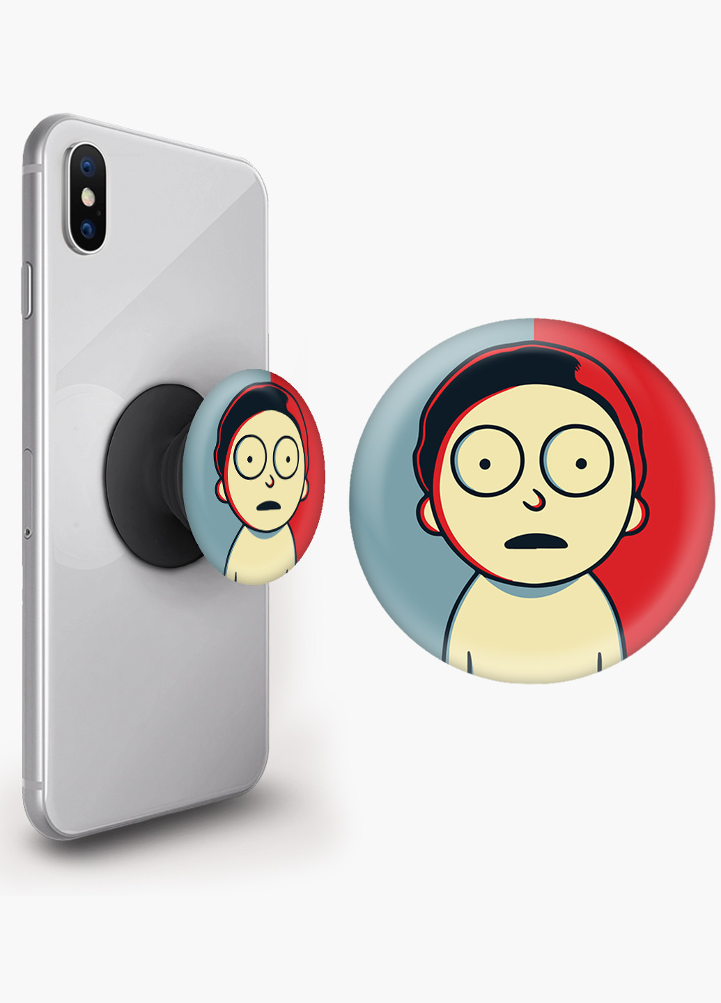 Попсокет (Popsockets) тримач для смартфону Рік Санчез Рік і Морті (Rick Sanchez Rick and Morty) (8754-2931) Чорний MobiPrint (229014709)